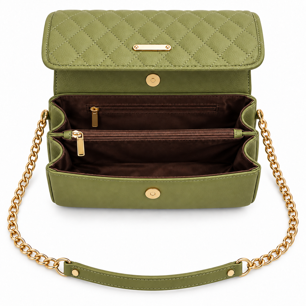 SERAPHINE — OLIVE QUILTED CHAIN CROSSBODY BAG