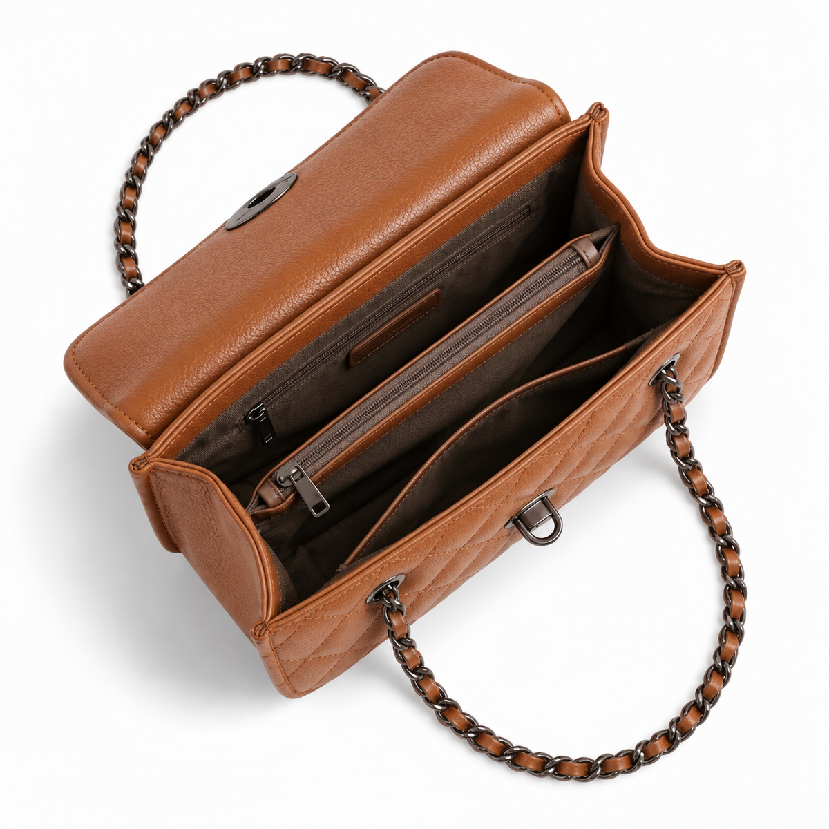 AURELIA — CARAMEL QUILTED CHAIN BAG