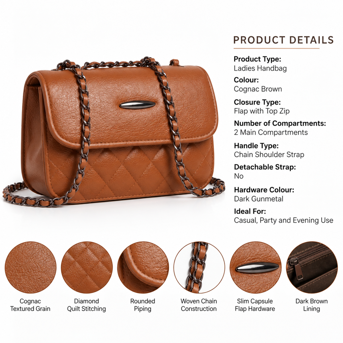 AURELIA — CARAMEL QUILTED CHAIN BAG