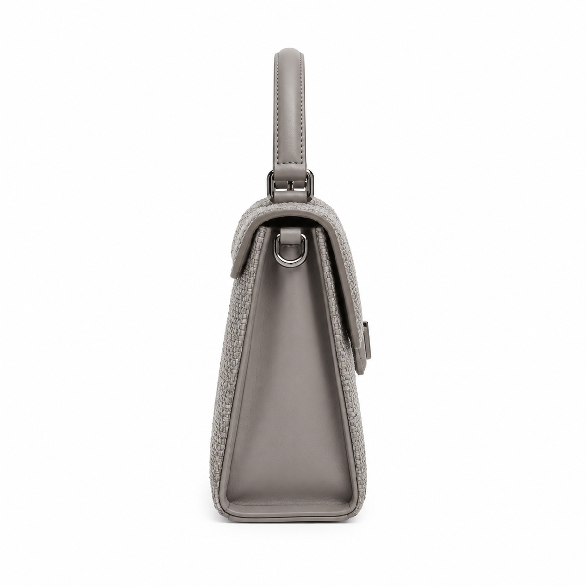 ELVARA — DOVE GREY TEXTURED HANDBAG