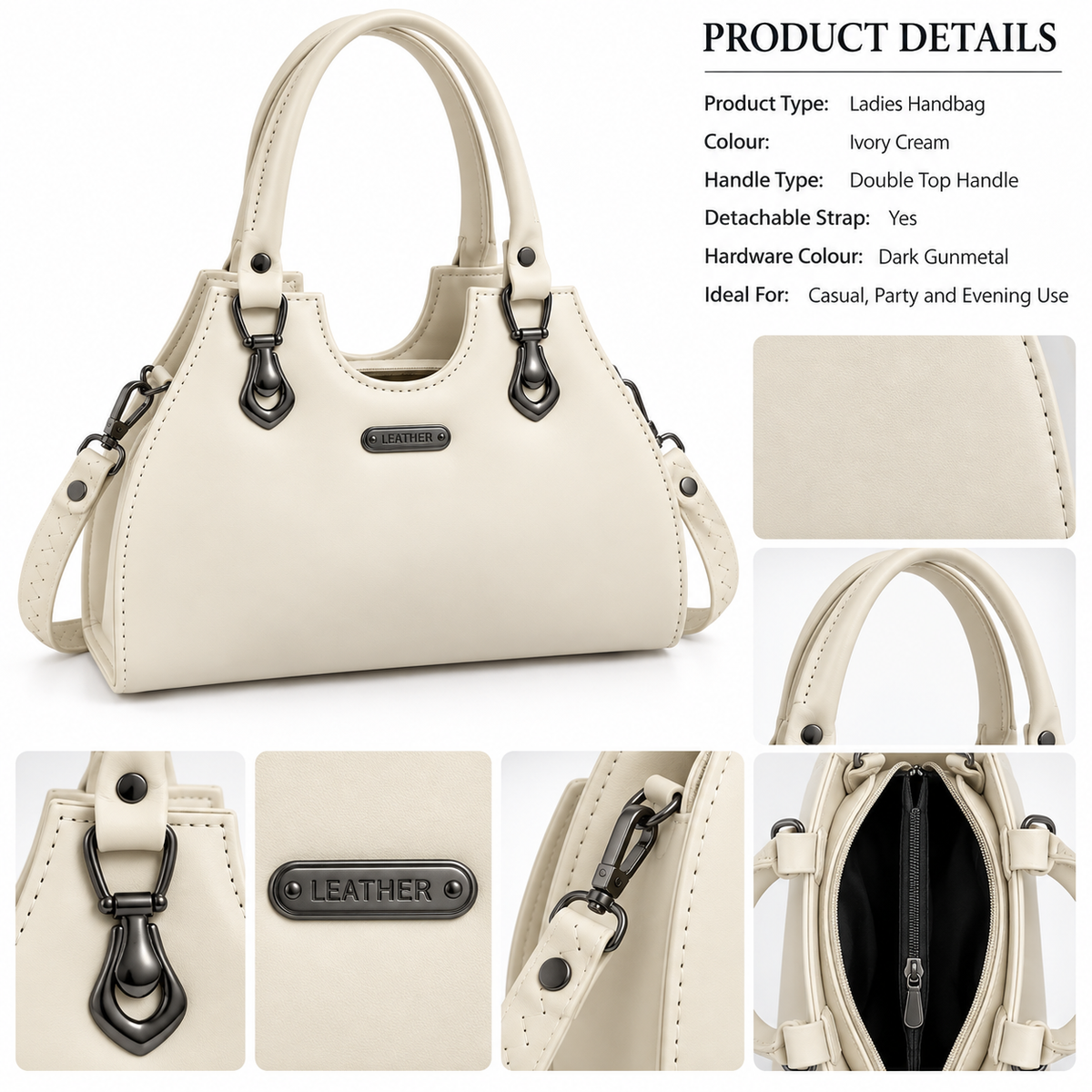 CELESTE — IVORY SCULPTED HANDBAG