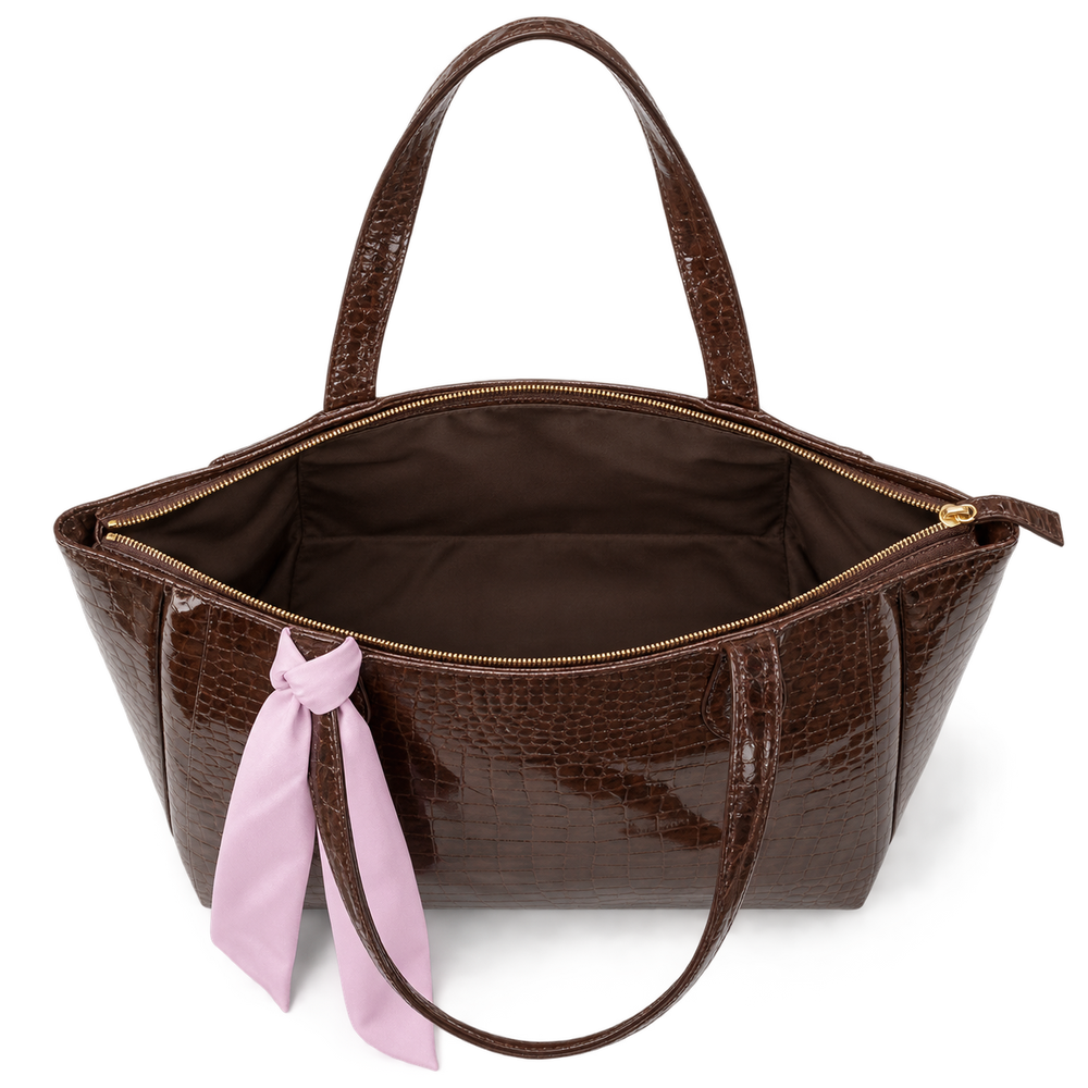 MARELLE — CHOCOLATE CROC SCARF TOTE