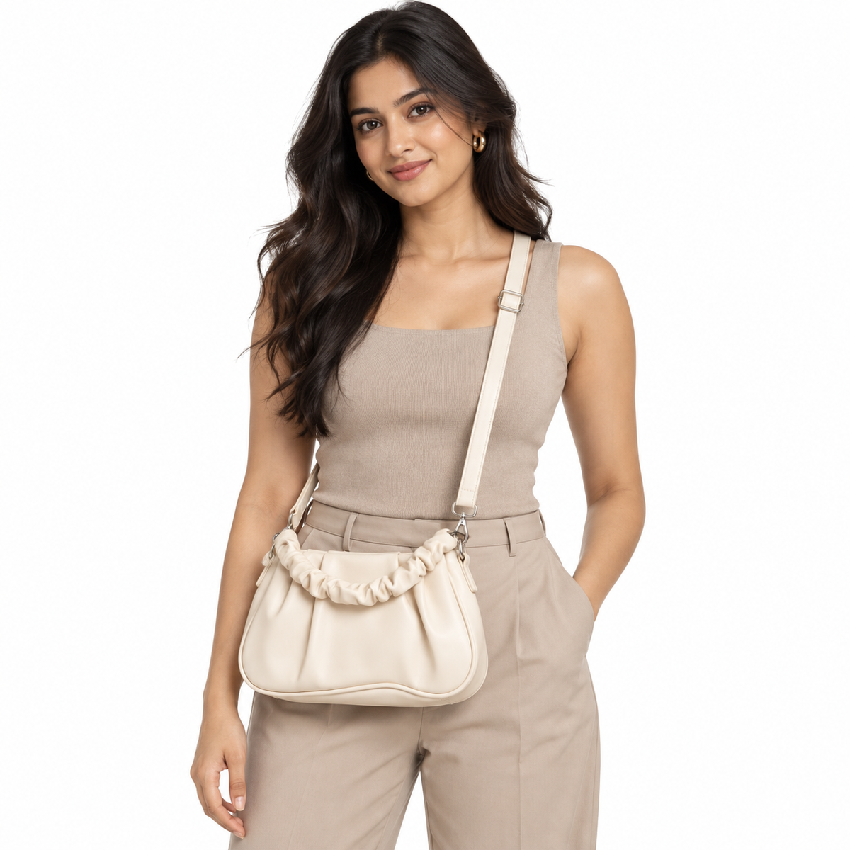 ELIORA — IVORY QUILTED CHAIN BAG