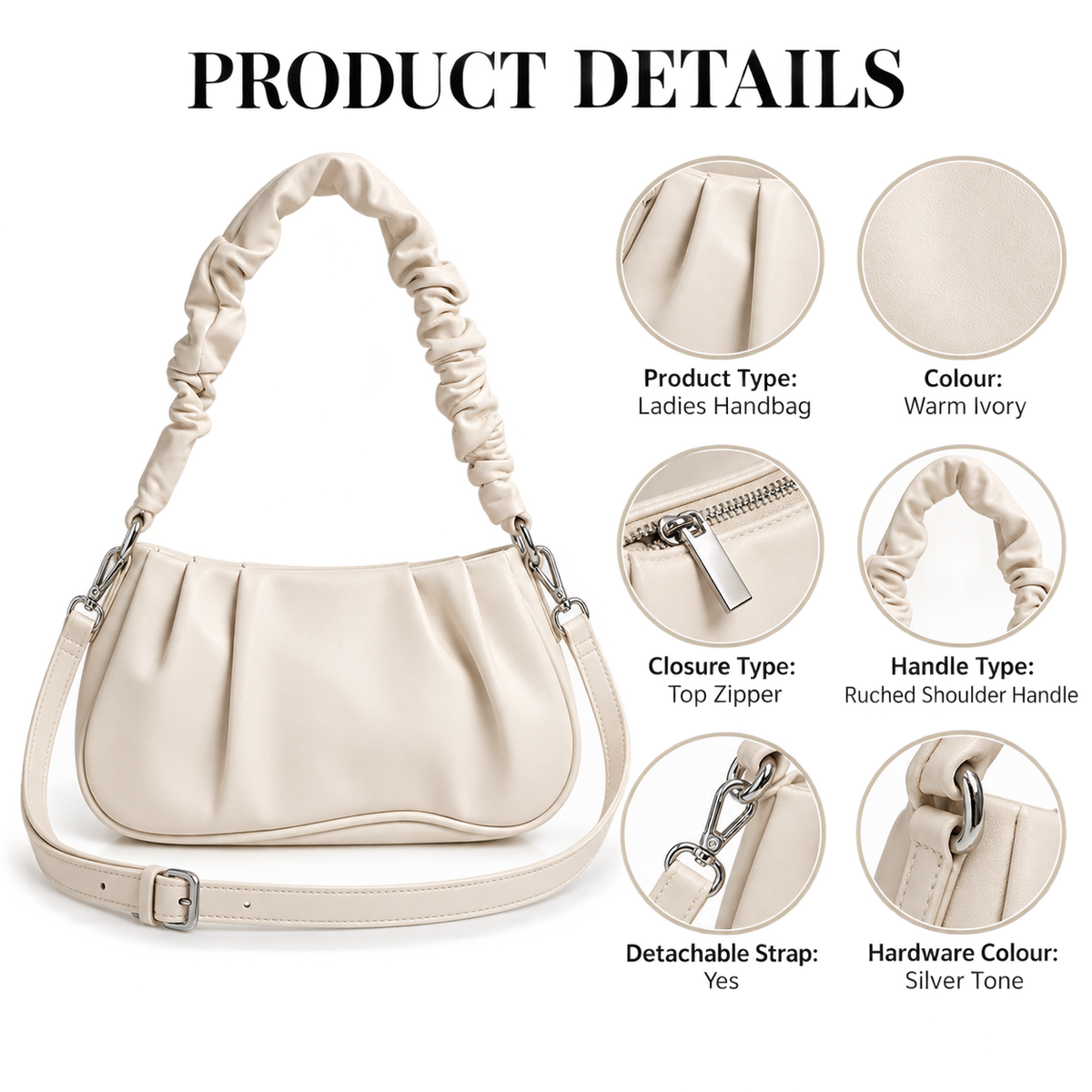 ELIORA — IVORY QUILTED CHAIN BAG