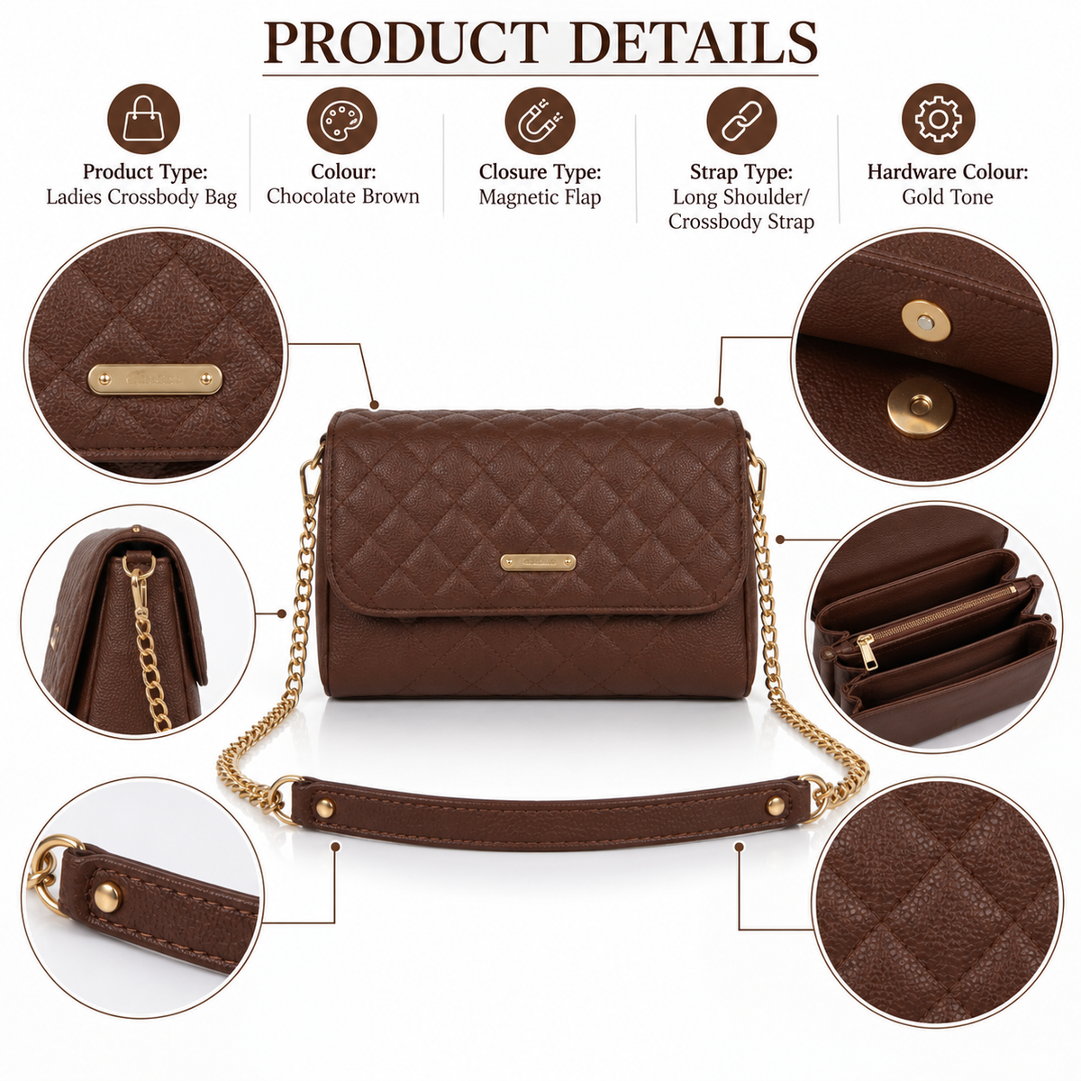 ÉLANORA — CHOCOLATE QUILTED CHAIN BAG