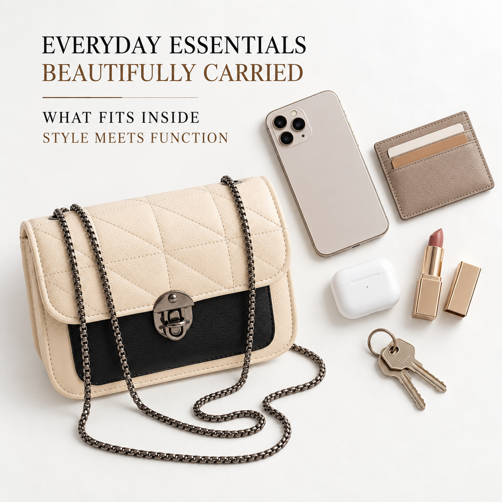 ELIORA — IVORY QUILTED CHAIN BAG