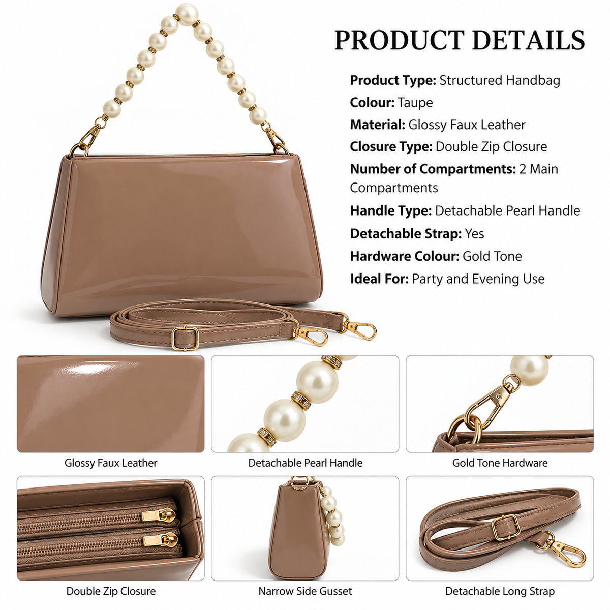 CALISTA — MOCHA PEARL HAND BAG