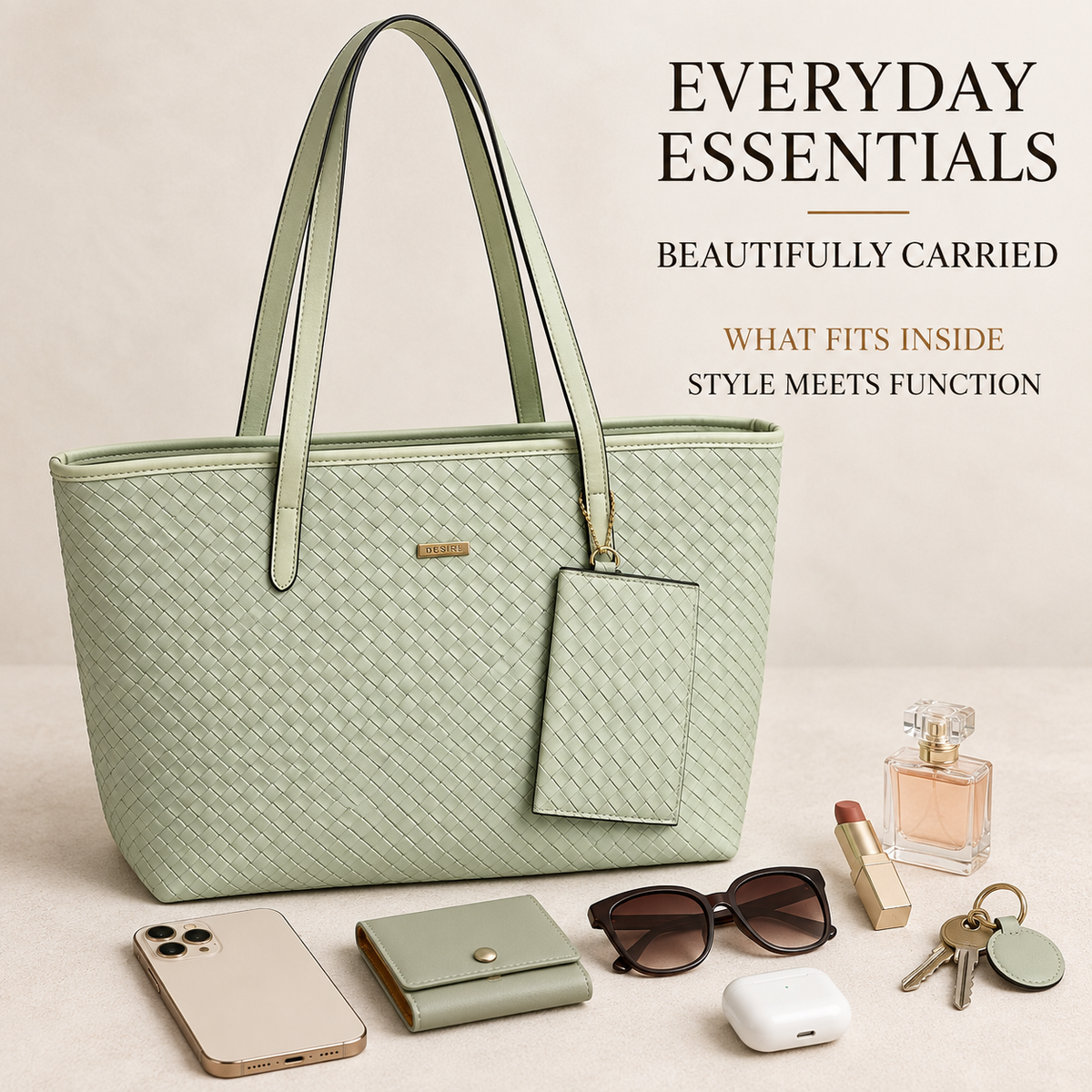 AVELINE — SAGE TEXTURED EVERYDAY TOTE