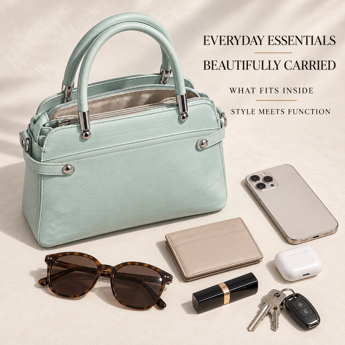 ELVIRA — MINT STRUCTURED SATCHEL BAG