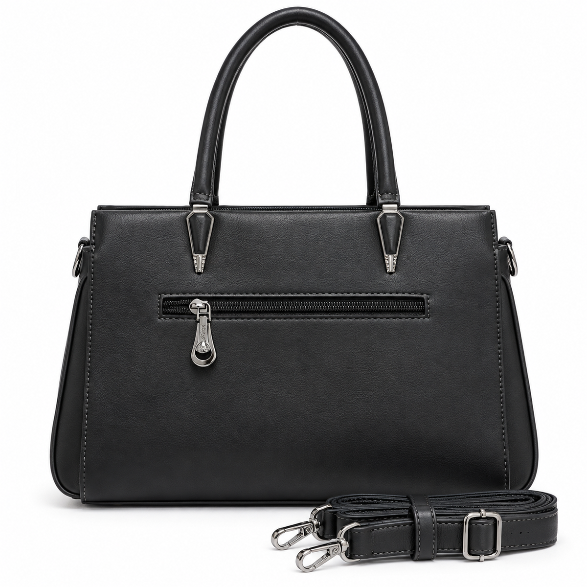 VARELLE — BLACK STRUCTURED TOTE SATCHEL