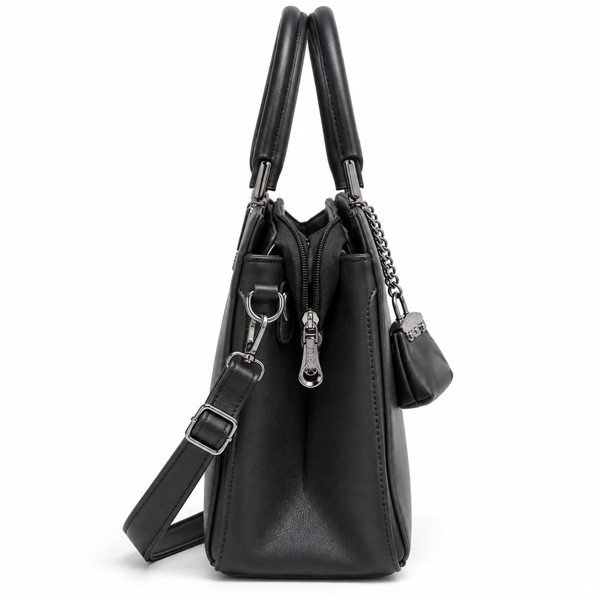 VARELLE — BLACK STRUCTURED TOTE SATCHEL