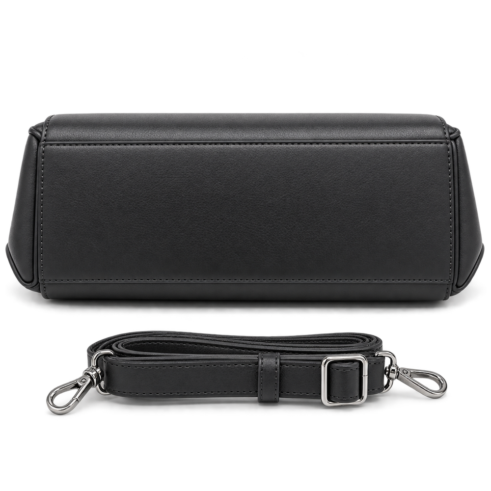 VARELLE — BLACK STRUCTURED TOTE SATCHEL