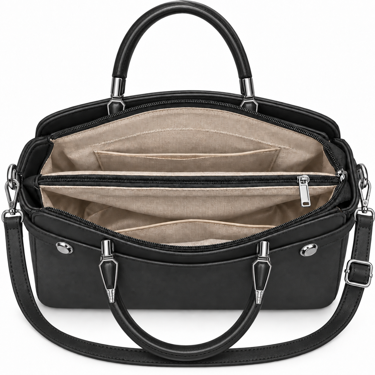 VARELLE — BLACK STRUCTURED TOTE SATCHEL