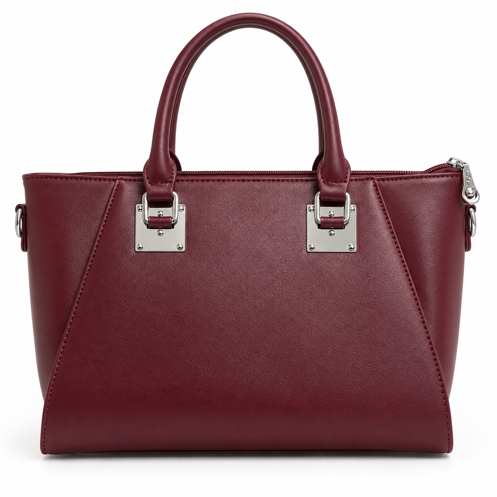 AURELIA — BURGUNDY STRUCTURED SATCHEL BAG