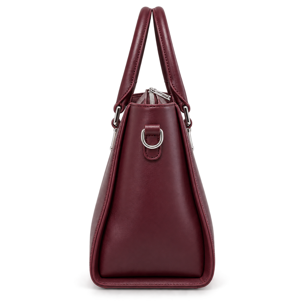 AURELIA — BURGUNDY STRUCTURED SATCHEL BAG