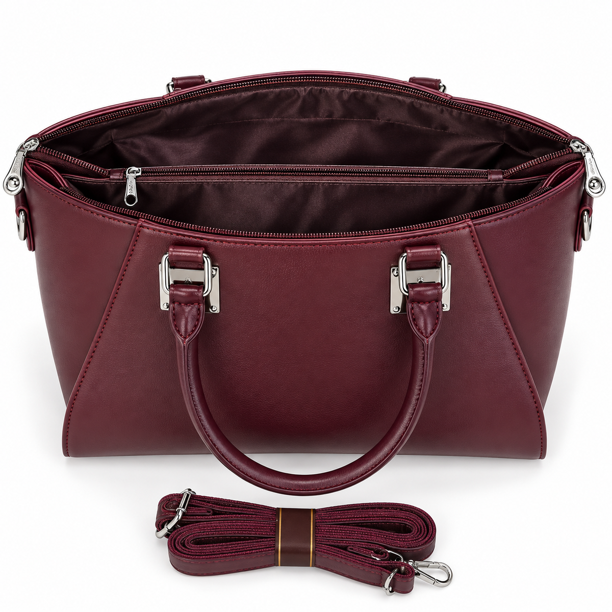 AURELIA — BURGUNDY STRUCTURED SATCHEL BAG
