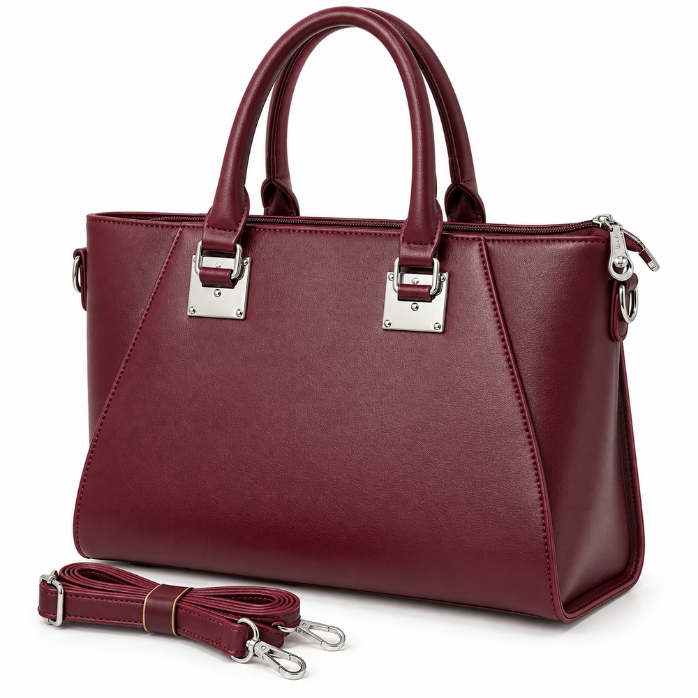 AURELIA — BURGUNDY STRUCTURED SATCHEL BAG