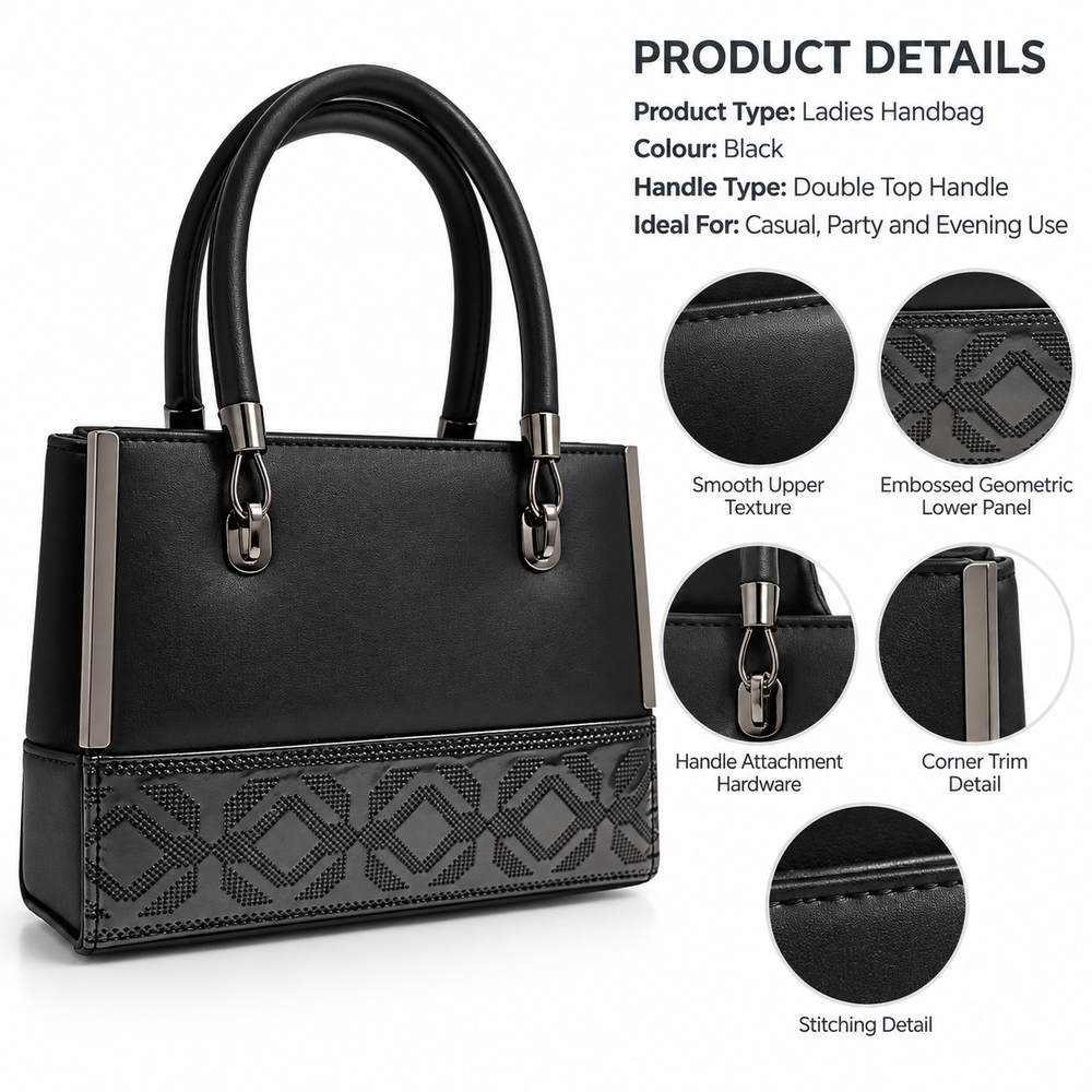 VELORA — NOIR GEOMETRIC TOTE BAG